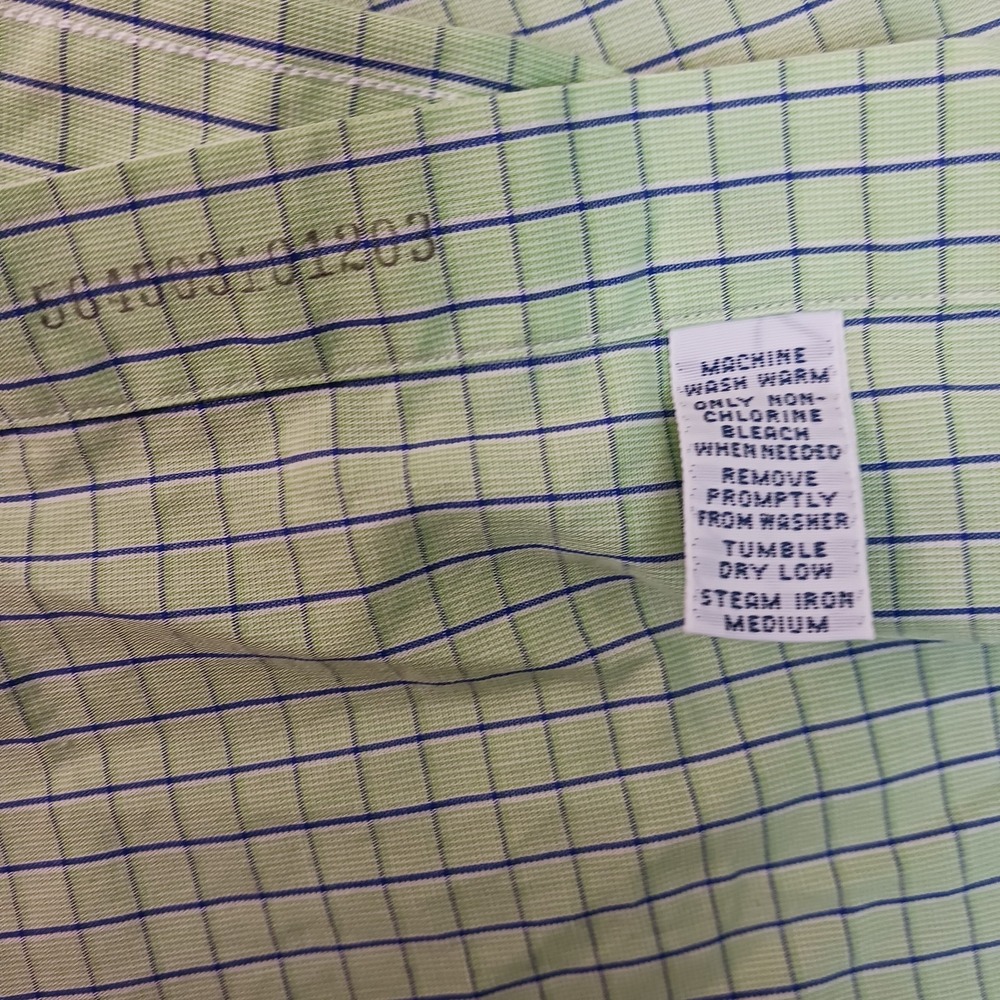Ralph Lauren Yarmouth 100% Cotton Button Up Long Sleeve Plaid Design Green Sz 15 - Picture 10 of 10